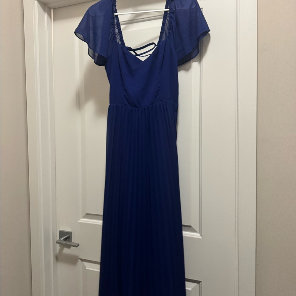 Lulus Calia Royal Blue Flutter Sleeve Midi Dress - Size S